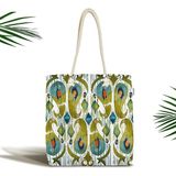 Rem Home Remhome Suluboya Tasarımlı Dijital Baskılı Dekoratif Fermuarlı Kumaş Plaj Çantası Omuz Çantası - 45 x 50 x 7 cm - Renkli