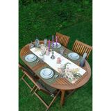 Rem Home Remhome Tropik Yaprak Motifli Dijital Baskılı 1 Adet Runner & 4 Adet Asker Yeşili Renkli Amerikan Servis - 35 x 45