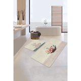 Rem Home Remhome Vazo Çiçek Demetleri Özel Tasarımlı 2'li Kaymaz Tabanlı Banyo & Mutfak Paspas Takımı Takım Banyo Paspası - Renkli - 2'li Set