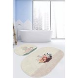 Rem Home Remhome Vazo Çiçek Demetleri Özel Tasarımlı 2'li Oval Kaymaz Tabanlı Banyo & Mutfak Paspas Takımı Takım Banyo Paspası - Renkli - 2'li Set