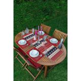 Rem Home Remhome Yılbaşı Geyikleri Motifli Dijital Baskılı 1 Adet Runner & 4 Adet Bordo Renkli Amerikan Servis - 35 x 45