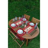 Rem Home Remhome Yılbaşı Geyikleri ve Ağaçlar Modern 1 Adet Runner & 4 Adet Bordo Renkli Amerikan Servis - 35 x 45