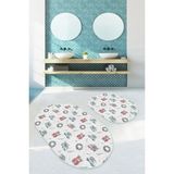 Rem Home Remhome Yılbaşı Temalı Çam Ağacı Dijital Baskılı 2'li Oval Kaymaz Tabanlı Banyo & Mutfak Paspas Takımı Takım Banyo Paspası - Renkli - 2'li Set