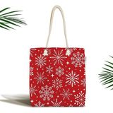 Rem Home Remhome Yılbaşı Temalı Kar Taneleri Özel Tasarım Fermuarlı Kumaş Plaj Çantası Omuz Çantası - 45 x 50 x 7 cm - Renkli