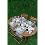 Rem Home Remhome Yuvarlak Desenli Modern Dijital Baskılı 1 Adet Runner & 4 Adet Açık Gri Renkli Amerikan Servis - 35 x 45