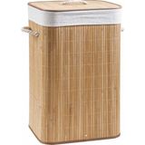 Rem Lorin Bambu Katlanır Çamaşır Sepeti 40x30x60 cm – Yıkanabilir İç Bezli, Hijyenik ve Kolay Taşınabilir - Açık Kahverengi