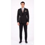 REMA STİL Erkek Tokalı Kruvaze Takım Elbise İtalyan Stil Slim Fit Ceket Pantolon En Boy Likralı