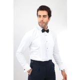 REMA STİL Slim Fit Uzun Kol Soft Saten Smokin Damatlık Erkek Hediye Kutulu Gömlek - Beyaz