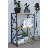 Remaks 3 Raflı Metal Kitaplık Dergi Rafı Modern Raf Gazetelik - Meşe