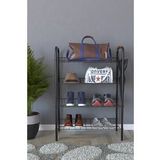 Remaks 4 Raflı Ayakkabılık Metal Ayakkabılık Çok Amaçlı Dolap - Siyah