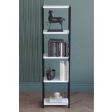 Remaks 5 Raflı Metal Dar Kitaplık Dekoratif Kitaplık Beyaz