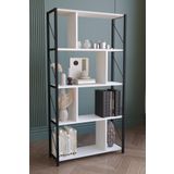 Remaks 5 Raflı Metal Large Kitaplık Dekoratif Kitaplık Beyaz
