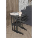 Remaks IRONA METAL AYAKLI 3LÜ ZİGON SEHPA TAKIMI-SİYAH MERMER DESEN