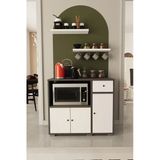 Remaks Kahve Köşesi 90 Cm Çok Amaçlı Dolap Mikrodalga Set altı Mutfak Dolabı Alt Dolap Antrasit-Beyaz