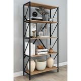 Remaks OPTİMUS Metal Kitaplık 5 Raflı Çok Amaçlı Dosya Kitap Rafı Ofis Salon Raf 150 Cm MEŞE