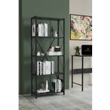Remaks Rosa 5 Raflı Metal Kitaplık Siyah Mermer