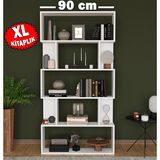 Remaks XL 6 Raflı Beyaz Kitaplık 90 cm Kaliteli Yonga Levha ile Modern Tasarım