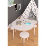 Remaks Yuvarlak Yaz Sil Yüzey Çocuk Masa Sandalye Takımı 1 Aktivite Oyun Masası 2 Sandalye - Beyaz