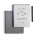 reMarkable Essentials Paketi – Gri | reMarkable 2 Kağıt Tablet | Siyah ve Beyaz 10,3 inç Yazı Tableti, Marker Plus Silgili Kalem, Gri Dokuma Kitap Folyosu Kapağı