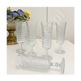 Remas Damalı Ayaklı Kristal Kahve Yanı Flüt Bardak 140ML - Bej - 140 ml