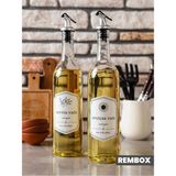 Rembox 2'li Cam Yağ Şişesi 750 ml Zeytinyağı Sıvıyağ Şişesi Şeffaf Yağdanlık Dekoratif Yağlık