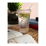 Rembox 600 ml Kapaklı Pipetli Origami Mika Bardak - Cam Pipetli Kahve ve Meşrubat Bardağı