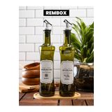 Rembox Bambu Standlı 2'li Yağdanlık Seti 500ml Sirkelik Yağdanlık Zeytinyağ Şişesi - Suya Dayanıklı Etiket