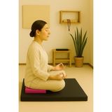 Remege İkili Meditasyon Minderi Seti 60X60 ve 40X20 Kalınlığı ile Yoga ve Meditasyon İçin Setli Ürün - Siyah - Fuşya