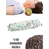 Remege Spor Malzemeleri Karabuğday Kabuğu Dolgulu Boyun Yastığı, Silindir Boyun Masajı Yastığı, Karabuğday Yoga Yastığı, Bolster - Yeşil