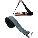 Remege Yoga Kemeri - Yoga Kayışı - Yoga Germe Kayışı - Yoga Baskılı Yoga Kemeri 180 cm Çift Halkalı - Füme - Gri