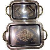 Remetta Paslanmaz Çelik Kilim Model 2'li Gold Desen Tepsi Seti - Altın