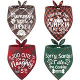 Remifa 4 Paket Cadılar Bayramı Şükran Günü Noel Köpek Bandanaları - Klasik Sonbahar Ekose Noel Köpek Bandana Üçgen Pet Eşarp Önlükler Fular Hediye Seti Evcil Hayvan Tatil Aksesuarları Dekorasyon Küçükten