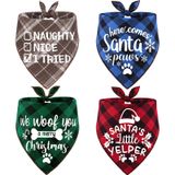 Remifa 4'lü Paket Mutlu Noeller Noel Köpek Bandanaları - Üçgen Sonbahar Noel Noel Köpek Bandana Klasik Ekose Pet Eşarp Önlükler Fular Hediye Seti Evcil Hayvan Tatil Aksesuarları Dekorasyon Küçükten Büyüğe