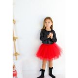 Remo Kids Kız Çocuk Yılbaşı Takımı Parlak Uzun Kollu ve Tütü Etekli - Kırmızı - Siyah - 3 - 4 Yaş