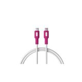 REMORAX Coral Type C-C Power Delivery Hızlı Şarj Kablosu, Beyaz Kablo, Beyaz/Fuşya Uçlar (150 CM)