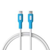 REMORAX Coral Type C-C Power Delivery Hızlı Şarj Kablosu, Beyaz Kablo, Beyaz/Mavi Uçlar (150 CM)