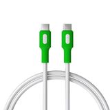 REMORAX Coral Type C-C Power Delivery Hızlı Şarj Kablosu, Beyaz Kablo, Beyaz/Yeşil Uçlar (150 CM)