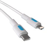 REMORAX Coral Type C-Lightning 27Watt PD Hızlı Şarj Kablosu (Beyaz + Mavi/Beyaz Uç) (150 CM)