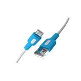 REMORAX Coral USB A-C Hızlı Şarj Kablosu, Beyaz Kablo, Beyaz/Mavi Uçlar (120 CM)