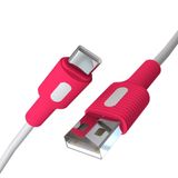 REMORAX Coral USB A-C Hızlı Şarj Kablosu, Beyaz Kablo, Beyaz/Pembe Uçlar (120 CM)