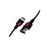 REMORAX Coral USB A-C Hızlı Şarj Kablosu, Siyah Kablo, Fuşya/Siyah Uçlar (120 CM)