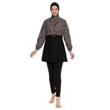 Remsa Desenli Tam Kapalı Tesettür Mayo R120 Dilay (Siyah, XL)