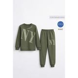 Remsa Erkek Çocuk Garson Boy Manşetli Pamuk Penye Pijama Takımı 4104 HAKI01 - Haki - Yeşil - 10 - 11 Yaş