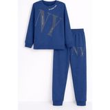 Remsa Erkek Çocuk Garson Boy Manşetli Pamuk Penye Pijama Takımı 4104 İNDIGO01 - Indigo - Gri - 6 - 7 Yaş