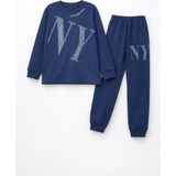 Remsa Erkek Çocuk Garson Boy Manşetli Pamuk Penye Pijama Takımı 4104 LACIVERT03 - Lacivert - Gri - 7 - 8 Yaş