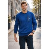 REMSA Erkek Fermuar Detay Bisiklet Yaka Pamuklu Sweatshirt 24722 İndigo