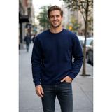 Remsa Erkek Içi Şardonlu Bisiklet Yaka Pamuklu Sweatshirt 0319 Lacivert - XL
