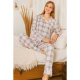 REMSA Kadın Ekose Desen Suprem Pijama Takımı 0505 Pembe05