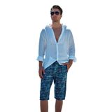 Remsa Mayo Erkek Havuz Deniz Uzun Kapri Şort Mayo Rk007 Mavi Çini,Lacivert 3Xl
