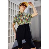Remsa Mayo Kadın Önü Kapaklı Kısa Kollu Yarı Kapalı Tesettür Mayosu, Siyah, 2XL R5304